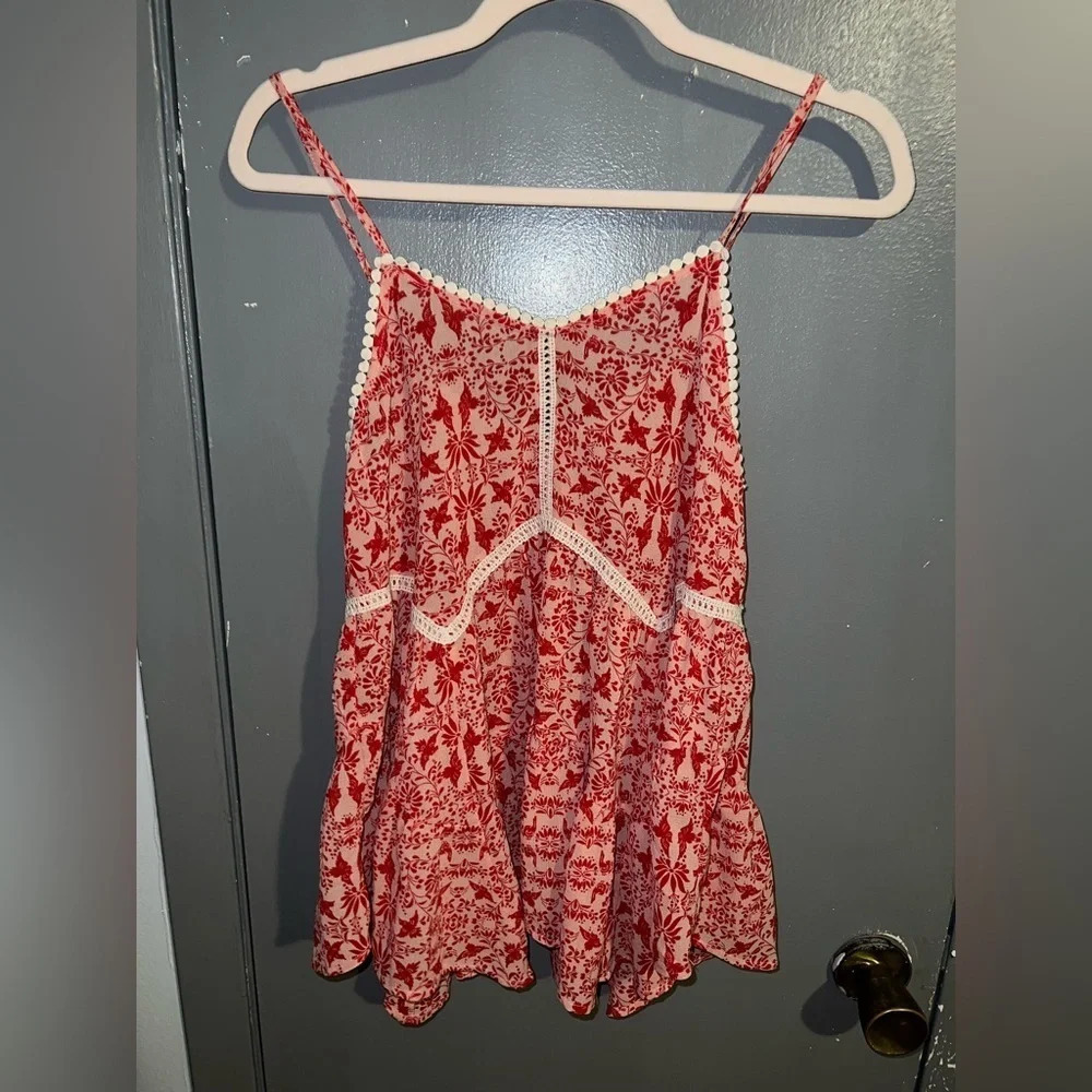 XHILARATION sz Small red and white spaghetti strapped top